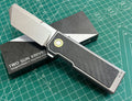 TwoSun Folding Knife Titanium with CARBON FIBER Handle Stonewashed 14c28n David Chen Design