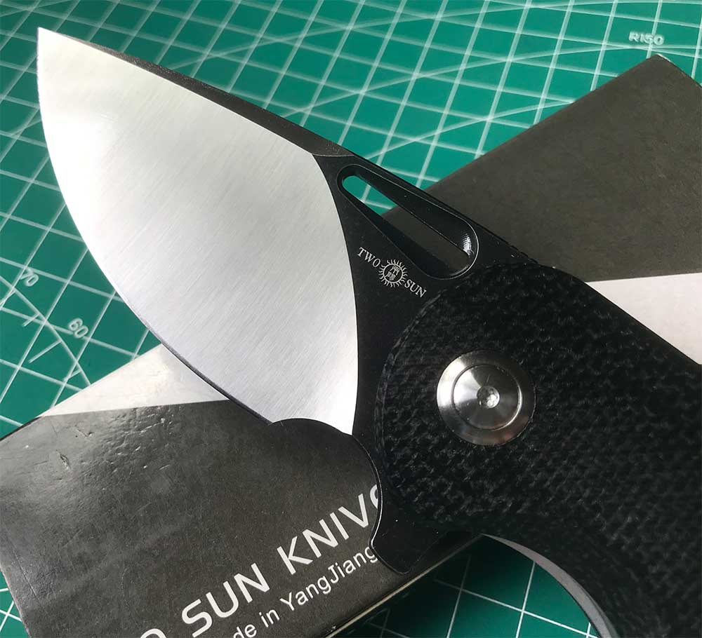 TWOSUN FLIPPER FOLDING KNIFE DAVID CHEN DESIGN BLACK/GREEN MICARTA HANDLE N690 BLADE TS506