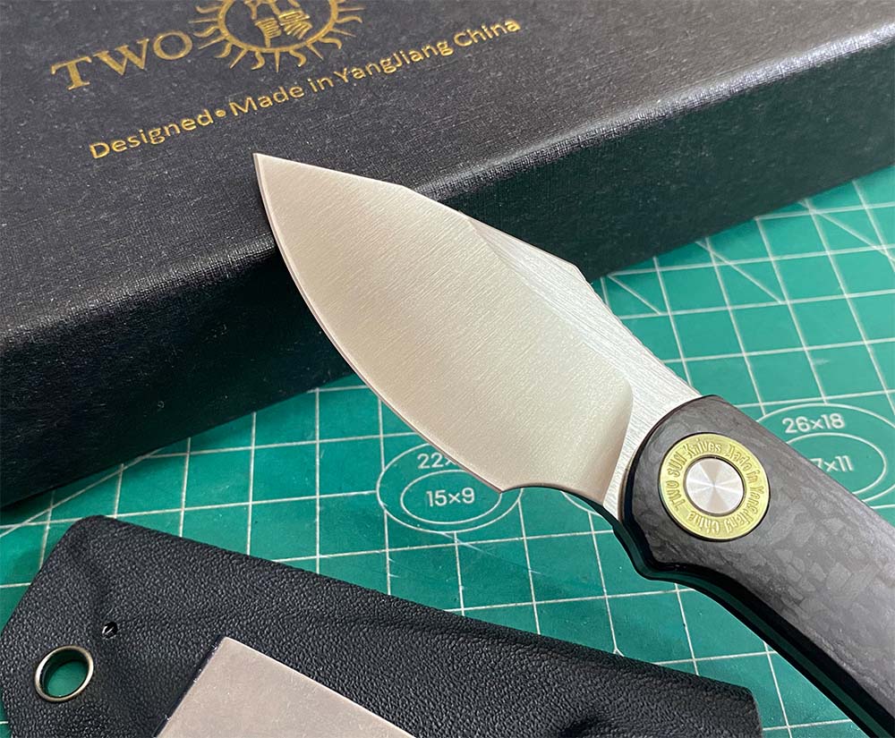 TWOSUN FIXED BLADE KNIFE CARBON FIBER HANDLE M390 EDGE TS525-M390-CF-SATIN David Chen Design