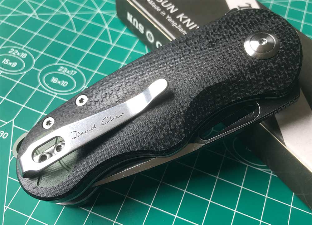 TWOSUN FLIPPER FOLDING KNIFE DAVID CHEN DESIGN BLACK/GREEN MICARTA HANDLE N690 BLADE TS506